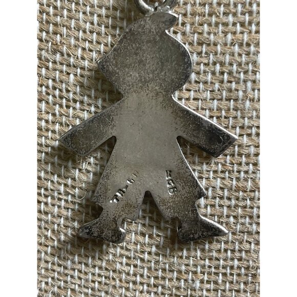 Vintage Italy Made Sterling Silver & Brass Child Figurine Pendant Necklace - Picture 5 of 5